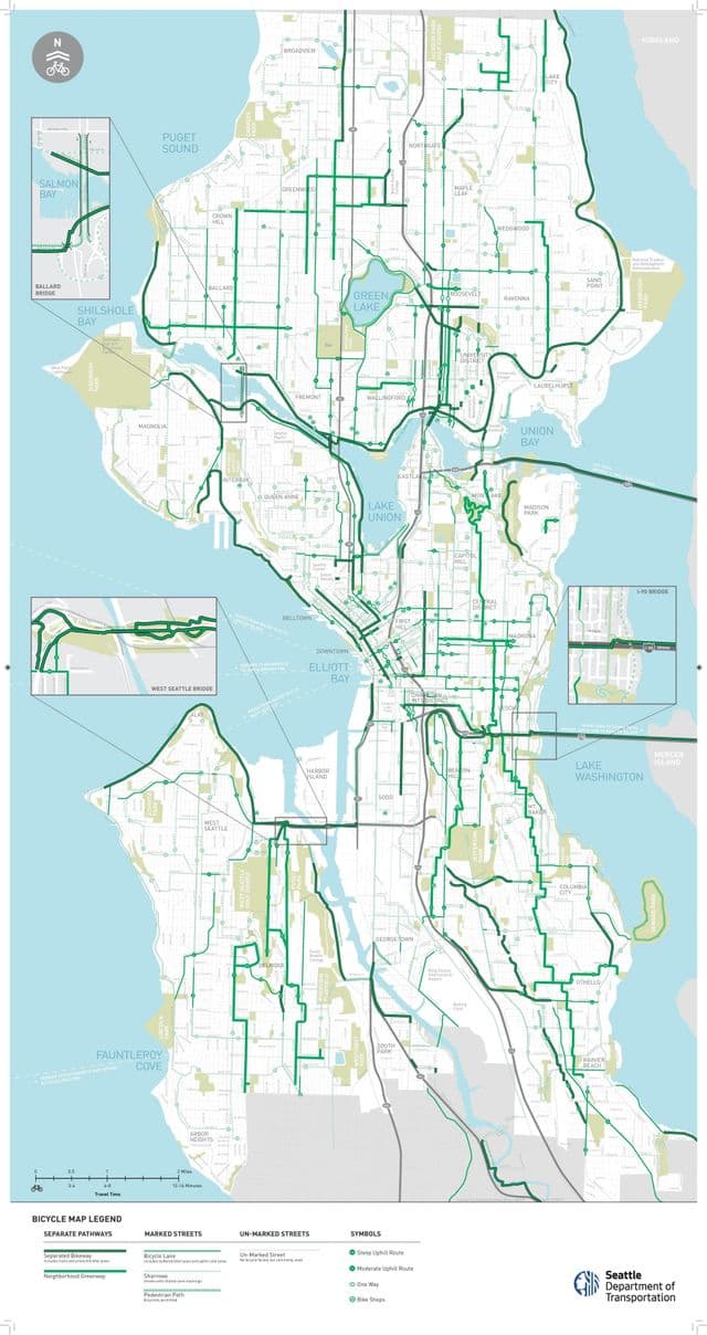 Seattle bike lane map