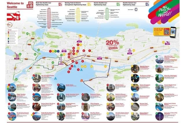 Seattle Hop On Hop Off bus tours map