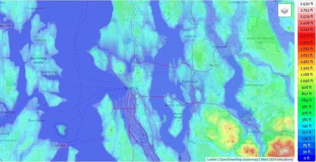 Seattle elevation map