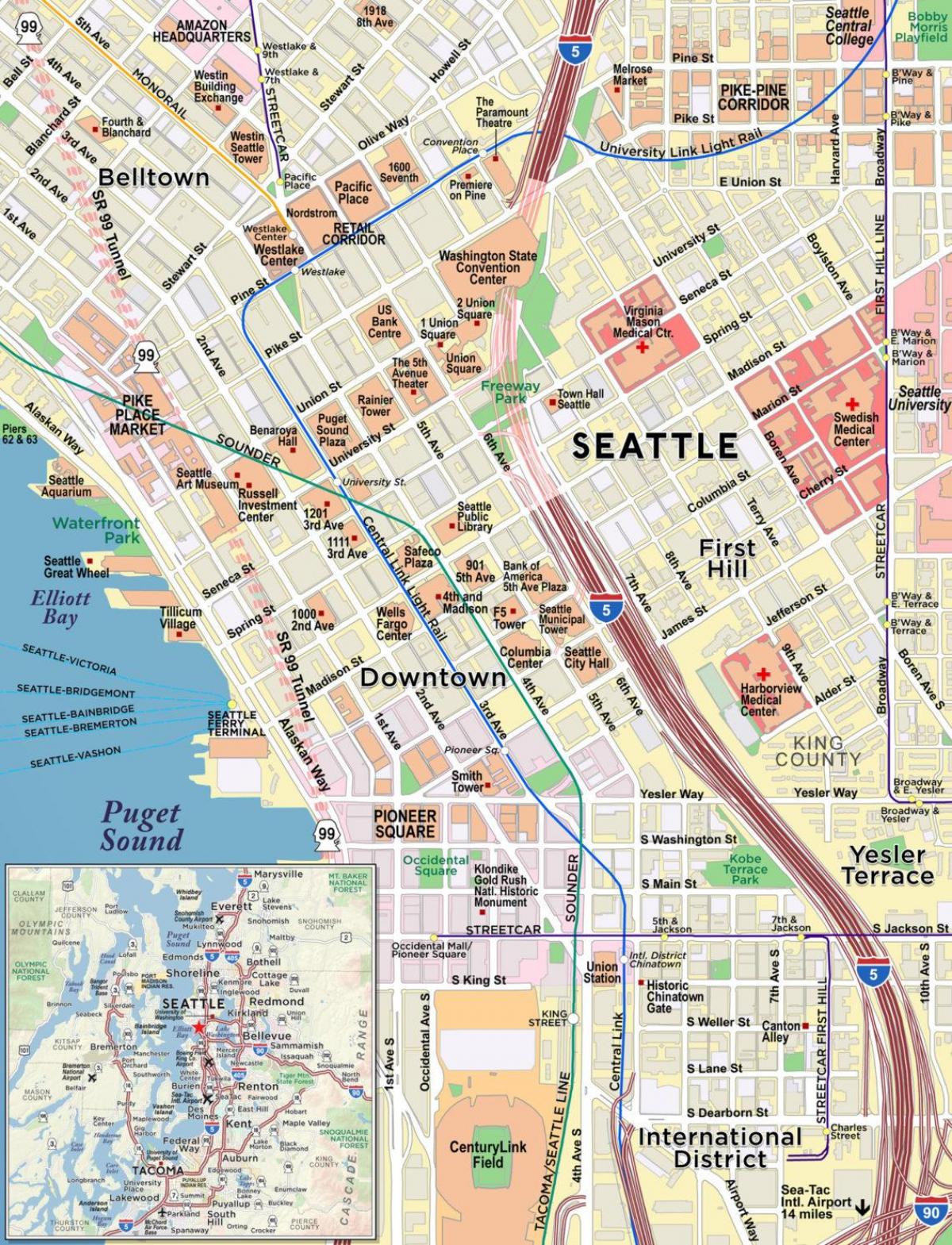Seattle city center map