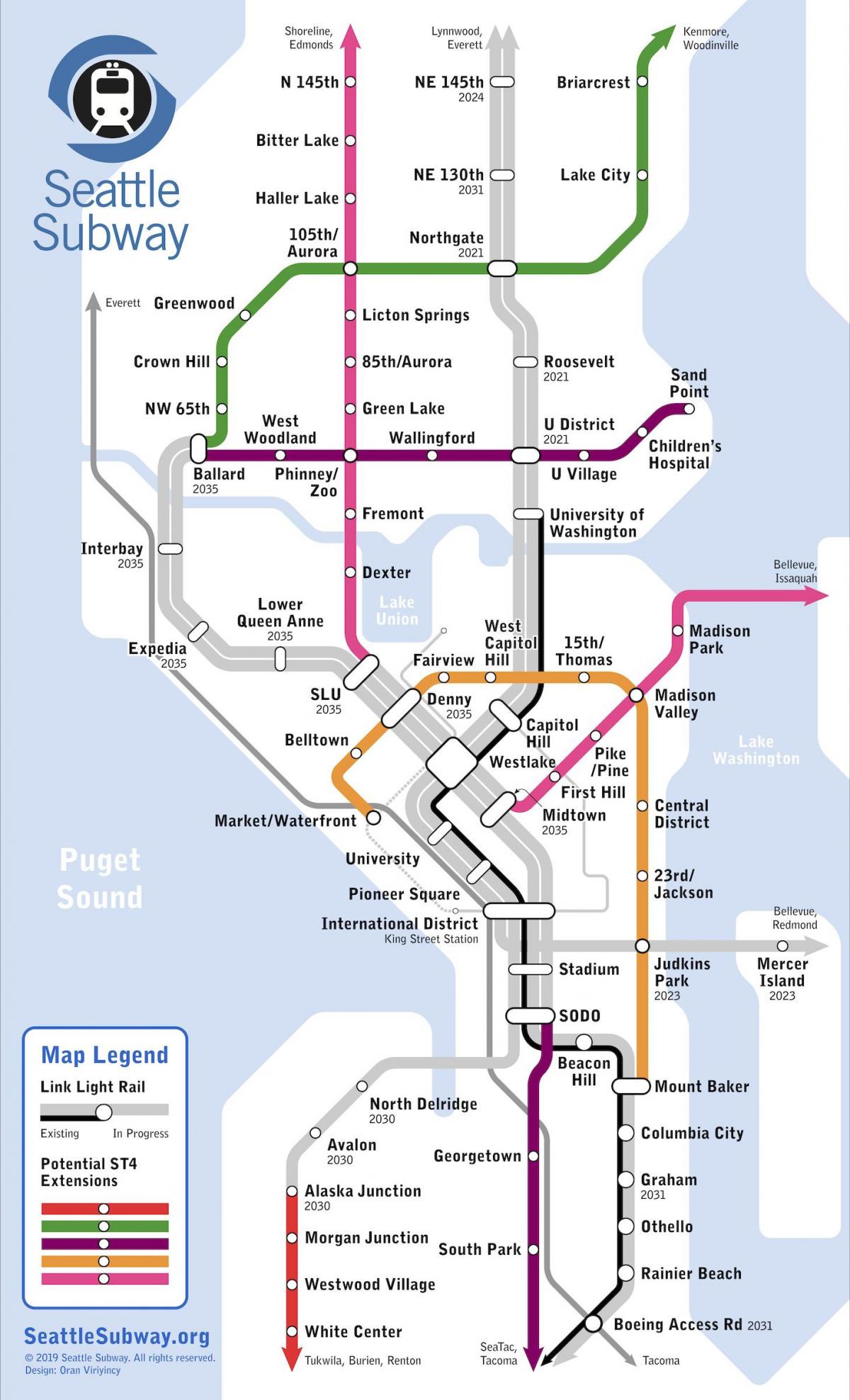 Seattle subway station map