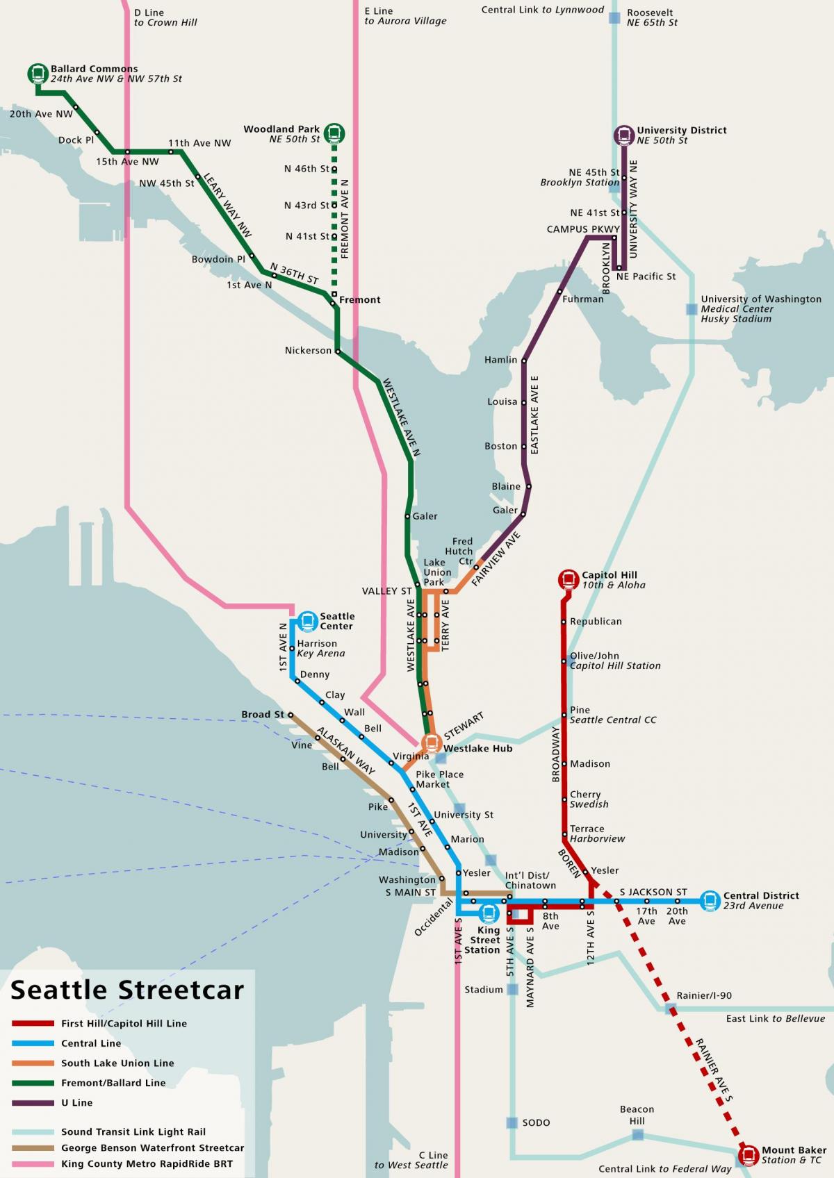 Seattle tram stations map